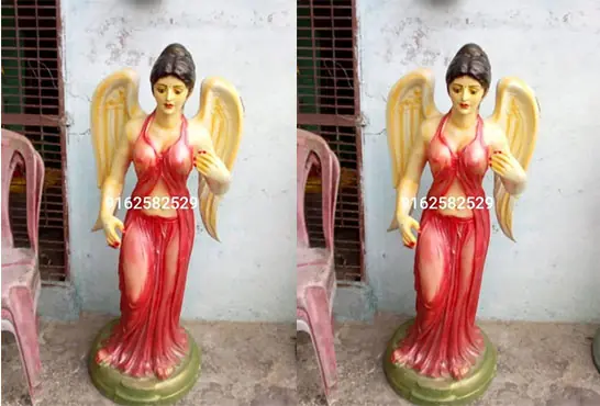 Fiber Lady Statue - handcrafted fiber sculpture.